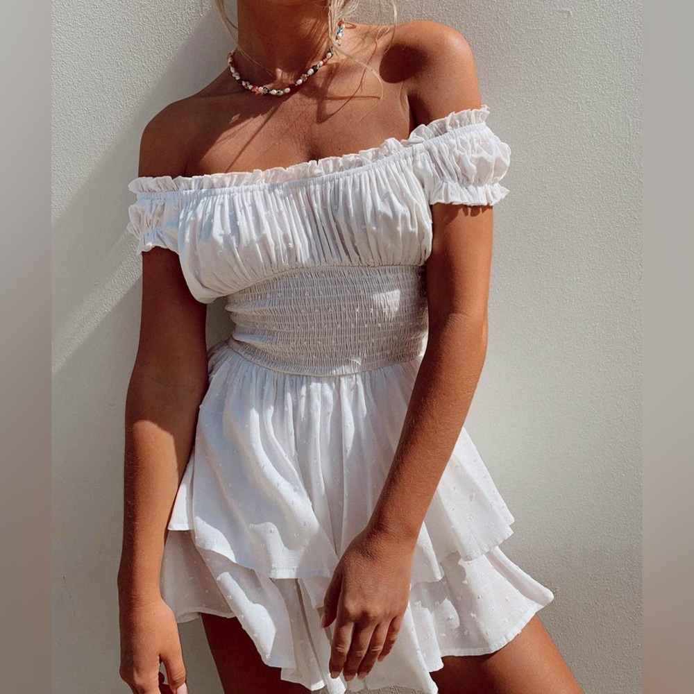 Princess Polly THE LOVE GALORE ROMPER WHITE